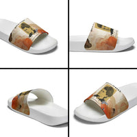 Ida B. Wells Slide Sandals with Floral Pen Design Illustrated Portrait Civil Rights and Journalism Tribute - Wonder Print Shop