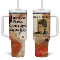 Ida B. Wells Tumbler With Handle with Floral Pen Design Illustrated Portrait Civil Rights and Journalism Tribute - Wonder Print Shop