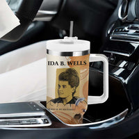 Ida B. Wells Tumbler With Handle with Floral Pen Design Illustrated Portrait Civil Rights and Journalism Tribute - Wonder Print Shop