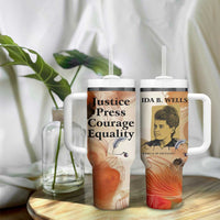 Ida B. Wells Tumbler With Handle with Floral Pen Design Illustrated Portrait Civil Rights and Journalism Tribute - Wonder Print Shop