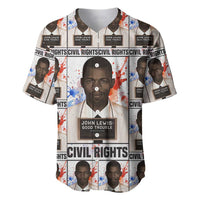 John Lewis Baseball Jersey with Mugshot Collage Design Civil Rights Portrait Good Trouble Tribute - Wonder Print Shop