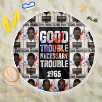 John Lewis Beach Blanket with Mugshot Collage Design Civil Rights Portrait Good Trouble Tribute - Wonder Print Shop