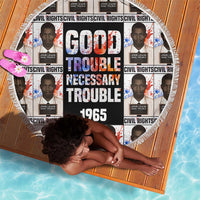 John Lewis Beach Blanket with Mugshot Collage Design Civil Rights Portrait Good Trouble Tribute - Wonder Print Shop