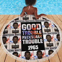 John Lewis Beach Blanket with Mugshot Collage Design Civil Rights Portrait Good Trouble Tribute - Wonder Print Shop