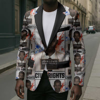 John Lewis Blazer with Mugshot Collage Design Civil Rights Portrait Good Trouble Tribute - Wonder Print Shop