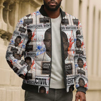 John Lewis Bomber Puffer Jacket with Mugshot Collage Design Civil Rights Portrait Good Trouble Tribute - Wonder Print Shop