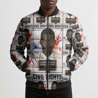 John Lewis Bomber Puffer Jacket with Mugshot Collage Design Civil Rights Portrait Good Trouble Tribute - Wonder Print Shop