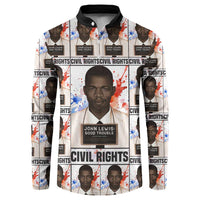John Lewis Button Sweatshirt with Mugshot Collage Design Civil Rights Portrait Good Trouble Tribute