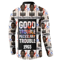 John Lewis Button Sweatshirt with Mugshot Collage Design Civil Rights Portrait Good Trouble Tribute