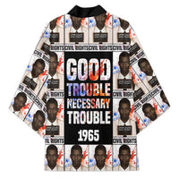 John Lewis Kimono with Mugshot Collage Design Civil Rights Portrait Good Trouble Tribute - Wonder Print Shop