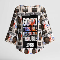 John Lewis Kimono Sleeve Blouse with Mugshot Collage Design Civil Rights Portrait Good Trouble Tribute - Wonder Print Shop