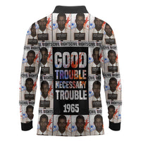 John Lewis Long Sleeve Polo Shirt with Mugshot Collage Design Civil Rights Portrait Good Trouble Tribute - Wonder Print Shop