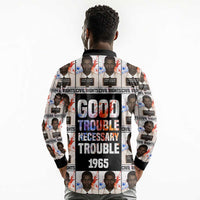 John Lewis Long Sleeve Polo Shirt with Mugshot Collage Design Civil Rights Portrait Good Trouble Tribute - Wonder Print Shop