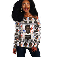 John Lewis Off Shoulder Sweater with Mugshot Collage Design Civil Rights Portrait Good Trouble Tribute - Wonder Print Shop