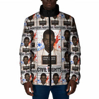 John Lewis Padded Jacket with Mugshot Collage Design Civil Rights Portrait Good Trouble Tribute - Wonder Print Shop