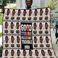 John Lewis Quilt with Mugshot Collage Design Civil Rights Portrait Good Trouble Tribute - Wonder Print Shop