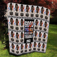 John Lewis Quilt with Mugshot Collage Design Civil Rights Portrait Good Trouble Tribute - Wonder Print Shop