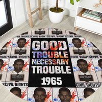 John Lewis Round Carpet with Mugshot Collage Design Civil Rights Portrait Good Trouble Tribute - Wonder Print Shop