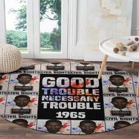 John Lewis Round Carpet with Mugshot Collage Design Civil Rights Portrait Good Trouble Tribute - Wonder Print Shop