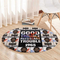 John Lewis Round Carpet with Mugshot Collage Design Civil Rights Portrait Good Trouble Tribute - Wonder Print Shop