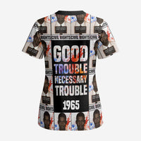 John Lewis Scrub Top with Mugshot Collage Design Civil Rights Portrait Good Trouble Tribute - Wonder Print Shop