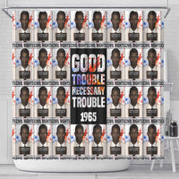 John Lewis Shower Curtain with Mugshot Collage Design Civil Rights Portrait Good Trouble Tribute - Wonder Print Shop