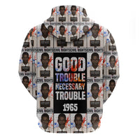 John Lewis Zip Hoodie with Mugshot Collage Design Civil Rights Portrait Good Trouble Tribute - Wonder Print Shop