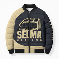 John Lewis Bomber Puffer Jacket with Selma Bridge Graphic Civil Rights and Voting Rights Tribute - Wonder Print Shop