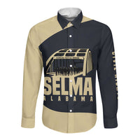 John Lewis Long Sleeve Button Shirt with Selma Bridge Graphic Civil Rights and Voting Rights Tribute - Wonder Print Shop