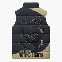 John Lewis Sleeveless Puffer Jacket with Selma Bridge Graphic Civil Rights and Voting Rights Tribute - Wonder Print Shop