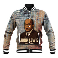 John Lewis Baseball Jacket with Freedom Quote Graphic Civil Rights and Legacy Tribute - Wonder Print Shop