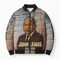 John Lewis Bomber Puffer Jacket with Freedom Quote Graphic Civil Rights and Legacy Tribute - Wonder Print Shop