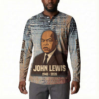 John Lewis Button Sweatshirt with Freedom Quote Graphic Civil Rights and Legacy Tribute