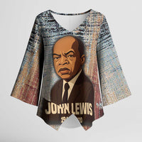 John Lewis Kimono Sleeve Blouse with Freedom Quote Graphic Civil Rights and Legacy Tribute - Wonder Print Shop