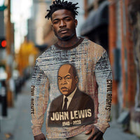 John Lewis Long Sleeve Shirt with Freedom Quote Graphic Civil Rights and Legacy Tribute - Wonder Print Shop