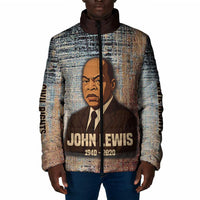 John Lewis Padded Jacket with Freedom Quote Graphic Civil Rights and Legacy Tribute - Wonder Print Shop