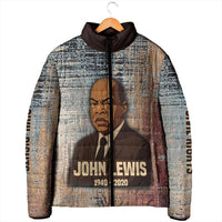 John Lewis Padded Jacket with Freedom Quote Graphic Civil Rights and Legacy Tribute - Wonder Print Shop