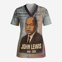 John Lewis Scrub Top with Freedom Quote Graphic Civil Rights and Legacy Tribute - Wonder Print Shop