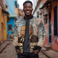 John Lewis Sleeve Zip Bomber Jacket with Freedom Quote Graphic Civil Rights and Legacy Tribute - Wonder Print Shop