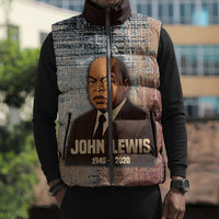 John Lewis Sleeveless Puffer Jacket with Freedom Quote Graphic Civil Rights and Legacy Tribute - Wonder Print Shop