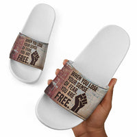 John Lewis Slide Sandals with Freedom Quote Graphic Civil Rights and Legacy Tribute - Wonder Print Shop