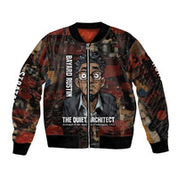 Bayard Rustin Sleeve Zip Bomber Jacket with Quiet Architect Design Strategy and Courage Civil Rights Tribute - Wonder Print Shop