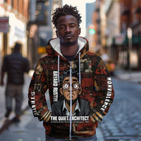 Bayard Rustin Zip Hoodie with Quiet Architect Design Strategy and Courage Civil Rights Tribute - Wonder Print Shop