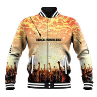 Bayard Rustin Baseball Jacket with Radical Nonviolence Design Protest Crowd and Courage Civil Rights Tribute - Wonder Print Shop