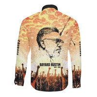Bayard Rustin Long Sleeve Button Shirt with Radical Nonviolence Design Protest Crowd and Courage Civil Rights Tribute - Wonder Print Shop