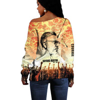 Bayard Rustin Off Shoulder Sweater with Radical Nonviolence Design Protest Crowd and Courage Civil Rights Tribute - Wonder Print Shop