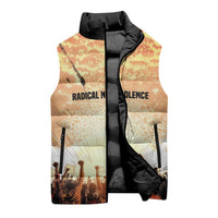 Bayard Rustin Sleeveless Puffer Jacket with Radical Nonviolence Design Protest Crowd and Courage Civil Rights Tribute - Wonder Print Shop