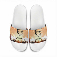 Bayard Rustin Slide Sandals with Radical Nonviolence Design Protest Crowd and Courage Civil Rights Tribute - Wonder Print Shop