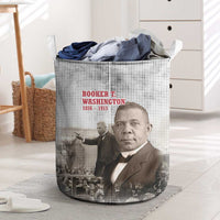 Booker T. Washington Laundry Basket Halftone Portrait Design Tilling a Field Quote Historical Civil Rights Tribute - Wonder Print Shop