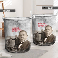 Booker T. Washington Laundry Basket Halftone Portrait Design Tilling a Field Quote Historical Civil Rights Tribute - Wonder Print Shop